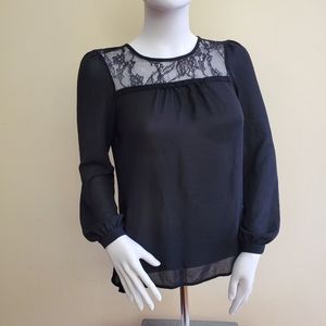 LOFT Balloon Sleeve Blouse Petite in Black